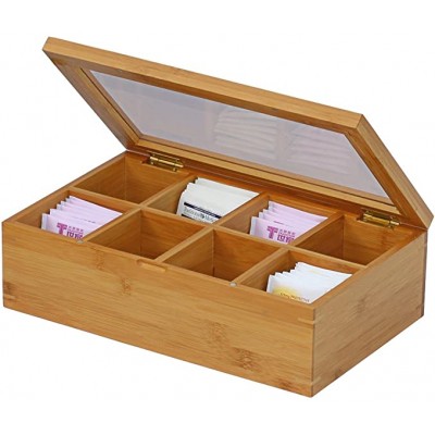 Wholesale Nature Wood Display Window Wooden Tea Box 8 Compartment Tea Packing Box Paper Tea Bag Organizer