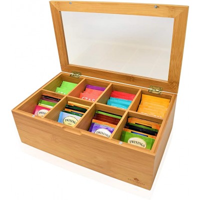 Wholesale Nature Wood Display Window Wooden Tea Box 8 Compartment Tea Packing Box Paper Tea Bag Holder