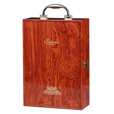 Luxury Vintage Style Wine Box Custom Wine Box Piano Lacquer Custom Logo Wooden Wine Box